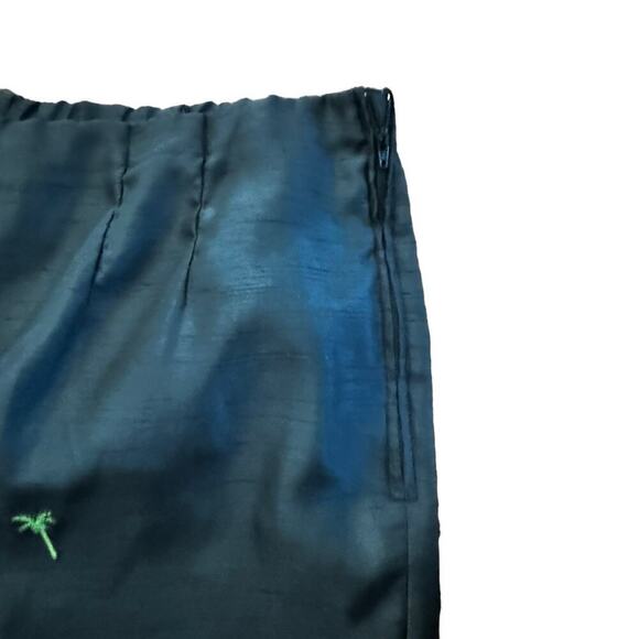 Sag Harbor Palm Tree Embroidered Cropped Linen Look Polyester Pants Womens Sz 16 - Picture 4 of 9